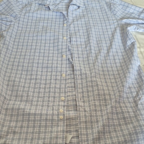 Perry Ellis Light Blue Plaid Button Down Shirt - Picture 14 of 16